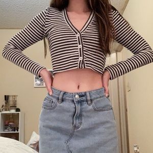 Striped button-up crop top
